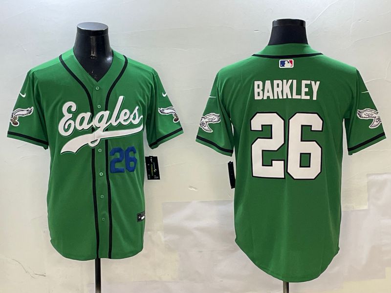Men Philadelphia Eagles 26 Barkley Green three generations Jointly Name 2025 Nike Limited NFL Jersey style 11